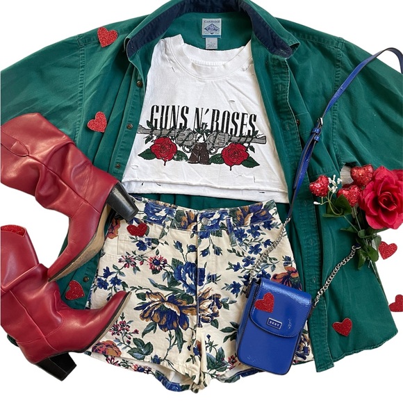 90s Vintage Breaker jeans sportswear floral high waist shorts - Picture 16 of 17